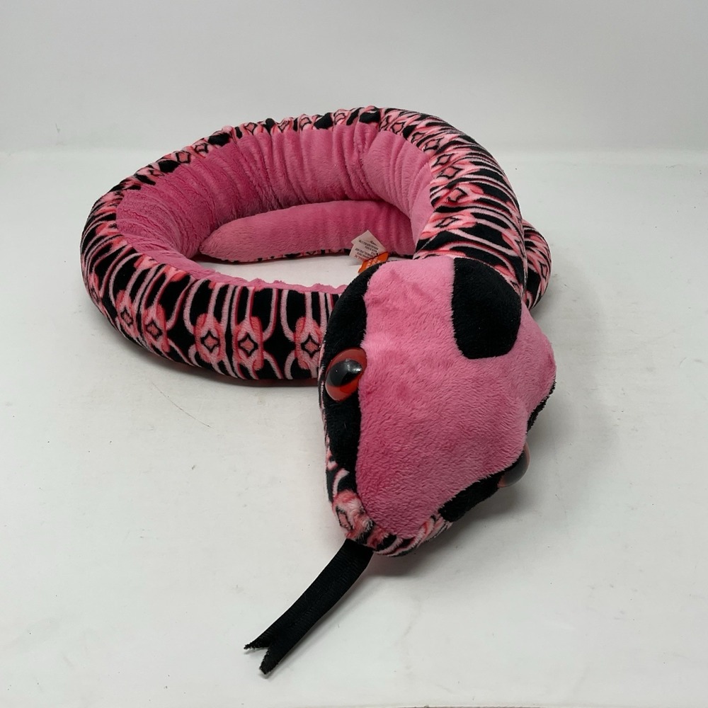 Wild Republic Snake Pink Black Plush Stuffed Animal Reptile Toy